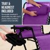 image:imageBest Choice Products Set of 2 Extra Wide Adjustable Steel Mesh Zero Gravity Lounge Chair Recliners wPillows and Cup Holder Trays  Peacock Blue StripesAmethyst Purple