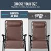 image:imageBest Choice Products Set of 2 Extra Wide Adjustable Steel Mesh Zero Gravity Lounge Chair Recliners wPillows and Cup Holder Trays  Peacock Blue StripesBrown