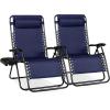 image:imageBest Choice Products Set of 2 Extra Wide Adjustable Steel Mesh Zero Gravity Lounge Chair Recliners wPillows and Cup Holder Trays  Peacock Blue StripesNavy