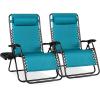 image:imageBest Choice Products Set of 2 Extra Wide Adjustable Steel Mesh Zero Gravity Lounge Chair Recliners wPillows and Cup Holder Trays  Peacock Blue StripesPeacock Blue