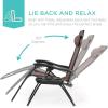image:imageBest Choice Products Set of 2 Extra Wide Adjustable Steel Mesh Zero Gravity Lounge Chair Recliners wPillows and Cup Holder Trays  Peacock Blue StripesBrown
