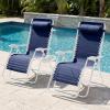 image:imageBest Choice Products Set of 2 Extra Wide Adjustable Steel Mesh Zero Gravity Lounge Chair Recliners wPillows and Cup Holder Trays  Peacock Blue StripesNavyWhite