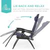 image:imageBest Choice Products Set of 2 Extra Wide Adjustable Steel Mesh Zero Gravity Lounge Chair Recliners wPillows and Cup Holder Trays  Peacock Blue StripesNavy Blue
