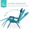 image:imageBest Choice Products Set of 2 Extra Wide Adjustable Steel Mesh Zero Gravity Lounge Chair Recliners wPillows and Cup Holder Trays  Peacock Blue StripesPeacock