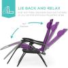 image:imageBest Choice Products Set of 2 Extra Wide Adjustable Steel Mesh Zero Gravity Lounge Chair Recliners wPillows and Cup Holder Trays  Peacock Blue StripesAmethyst Purple