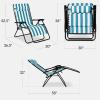 image:imageBest Choice Products Set of 2 Extra Wide Adjustable Steel Mesh Zero Gravity Lounge Chair Recliners wPillows and Cup Holder Trays  Peacock Blue StripesPeacock Blue Stripes