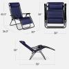image:imageBest Choice Products Set of 2 Extra Wide Adjustable Steel Mesh Zero Gravity Lounge Chair Recliners wPillows and Cup Holder Trays  Peacock Blue StripesNavy