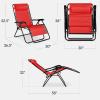 image:imageBest Choice Products Set of 2 Extra Wide Adjustable Steel Mesh Zero Gravity Lounge Chair Recliners wPillows and Cup Holder Trays  Peacock Blue StripesCrimson Red