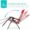 image:imageBest Choice Products Set of 2 Extra Wide Adjustable Steel Mesh Zero Gravity Lounge Chair Recliners wPillows and Cup Holder Trays  Peacock Blue StripesCrimson Red