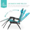 image:imageBest Choice Products Set of 2 Extra Wide Adjustable Steel Mesh Zero Gravity Lounge Chair Recliners wPillows and Cup Holder Trays  Peacock Blue StripesPeacock Blue