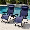 image:imageBest Choice Products Set of 2 Extra Wide Adjustable Steel Mesh Zero Gravity Lounge Chair Recliners wPillows and Cup Holder Trays  Peacock Blue StripesMediterranean Blue Stripes