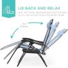 image:imageBest Choice Products Set of 2 Extra Wide Adjustable Steel Mesh Zero Gravity Lounge Chair Recliners wPillows and Cup Holder Trays  Peacock Blue StripesDusty Blue