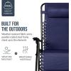 image:imageBest Choice Products Set of 2 Extra Wide Adjustable Steel Mesh Zero Gravity Lounge Chair Recliners wPillows and Cup Holder Trays  Peacock Blue StripesNavy