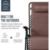image:imageBest Choice Products Set of 2 Extra Wide Adjustable Steel Mesh Zero Gravity Lounge Chair Recliners wPillows and Cup Holder Trays  Peacock Blue StripesBrown