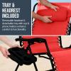image:imageBest Choice Products Set of 2 Extra Wide Adjustable Steel Mesh Zero Gravity Lounge Chair Recliners wPillows and Cup Holder Trays  Peacock Blue StripesCrimson Red