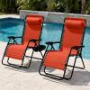 image:imageBest Choice Products Set of 2 Extra Wide Adjustable Steel Mesh Zero Gravity Lounge Chair Recliners wPillows and Cup Holder Trays  Peacock Blue StripesBurnt Orange