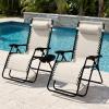 image:imageBest Choice Products Set of 2 Extra Wide Adjustable Steel Mesh Zero Gravity Lounge Chair Recliners wPillows and Cup Holder Trays  Peacock Blue StripesIvory