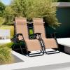 image:imageBest Choice Products Set of 2 Extra Wide Adjustable Steel Mesh Zero Gravity Lounge Chair Recliners wPillows and Cup Holder Trays  Peacock Blue StripesBeige