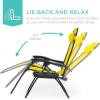 image:imageBest Choice Products Set of 2 Extra Wide Adjustable Steel Mesh Zero Gravity Lounge Chair Recliners wPillows and Cup Holder Trays  Peacock Blue StripesSunflower Yellow