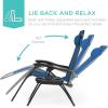 image:imageBest Choice Products Set of 2 Extra Wide Adjustable Steel Mesh Zero Gravity Lounge Chair Recliners wPillows and Cup Holder Trays  Peacock Blue StripesMarine Blue