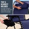 image:imageBest Choice Products Set of 2 Extra Wide Adjustable Steel Mesh Zero Gravity Lounge Chair Recliners wPillows and Cup Holder Trays  Peacock Blue StripesNavy