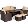image:imageBest Choice Products 7Seater Conversational Wicker Sofa Dining Table Outdoor Patio Furniture Set wModular 6 Pieces Cushions Protective Cover Included  BrownBeigeBrownBeige