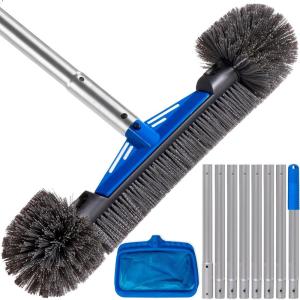 image:imageBest Choice Products 20 Pool Brush with 9 ft Aluminum Pole  HeavyDuty Swimming Pool Wall amp Floor Cleaning SetPool Brush with Pole  Skimmer