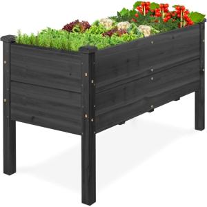 image:imageBest Choice Products 48 x 24 x 30 Raised Garden Bed with Extra Deep 16 Depth Elevated Wood Planter Box Stand for Backyard Patio Balcony Natural Fir Wood  Acorn BrownBlack