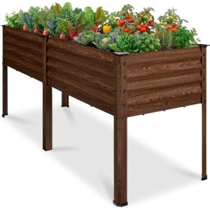 image:imageBest Choice Products 72x24x30in Non Toxic Galvanized Raised Garden Bed Metal Elevated Planter Box Vegetable Garden 100 Non Toxic Materials  CharcoalDark Brown Wood Grain