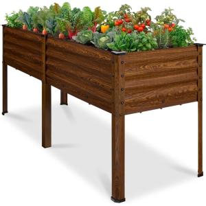 image:imageBest Choice Products 72x24x30in Non Toxic Galvanized Raised Garden Bed Metal Elevated Planter Box Vegetable Garden 100 Non Toxic Materials  CharcoalWood Grain
