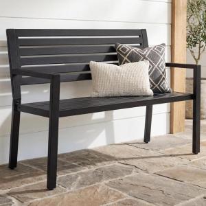 image:imageBest Choice Products Outdoor Metal Bench Patio Garden Bench Heavy Duty 790lb Capacity Steel Slatted Seat Porch Bench with Armrests Weather Resistant Park Bench