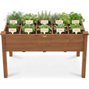 image:imageBest Choice Products Raised Herb Garden Bed Planter Box  Elevated Wooden Planter with 10 Grid Growing Compartments Drainage Holes Vegetable Flower Garden Box for Patio Balcony Backyard  NaturalAcorn