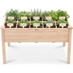 image:imageBest Choice Products Raised Herb Garden Bed Planter Box  Elevated Wooden Planter with 10 Grid Growing Compartments Drainage Holes Vegetable Flower Garden Box for Patio Balcony Backyard  NaturalNatural
