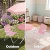 image:imageBest Choice Products Kids Picnic Table and Chair Set with Umbrella 3Piece Foldable Outdoor Table Set for Toddlers Ages 25 Patio Play Furniture 70 lb Chair Capacity 110 lb Table Capacity  SagePink  White