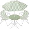 image:imageBest Choice Products Kids Picnic Table and Chair Set with Umbrella 3Piece Foldable Outdoor Table Set for Toddlers Ages 25 Patio Play Furniture 70 lb Chair Capacity 110 lb Table Capacity  SageSage  White