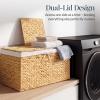 image:imageBest Choice Products Storage Basket wLid Large Woven Storage Basket Organizer wSeparate Lids Washable Sectioned Liner Bag for Living Room Bedroom Laundry Room Nursery  NaturalNatural