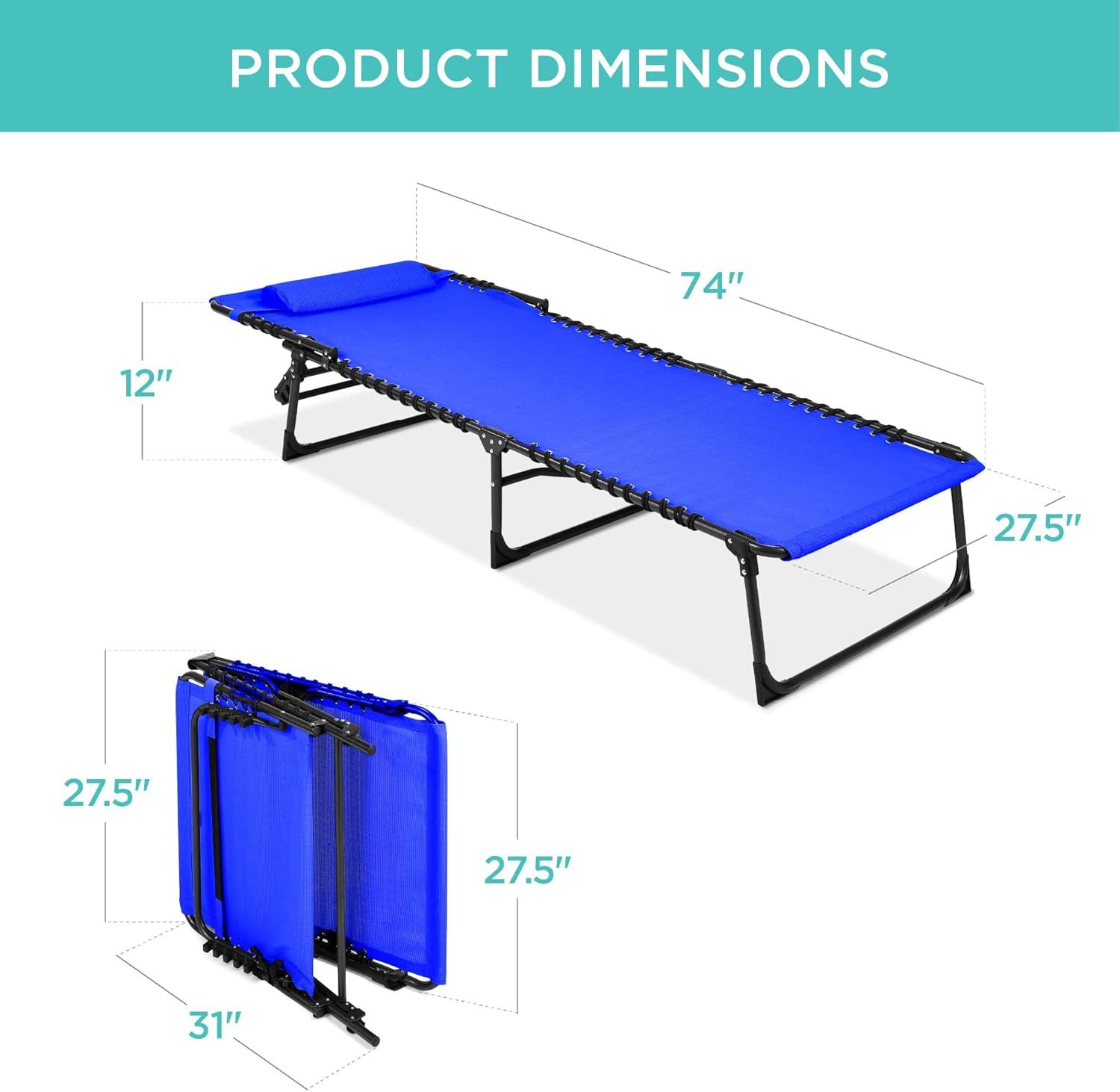 image:imageBest Choice Products Patio Chaise Lounge Chair Portable Outdoor Folding Recliner for Lawn w 8 Positions Handles 300lb Capacity  Light BlueWhiteResort Blue