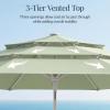 image:imageBest Choice Products 10ft 3Tier Patio Umbrella White Pole Outdoor Market Umbrella Steel PoleSage Green