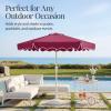 image:imageBest Choice Products 75ft Patio Market Umbrella with Wavy Trim UVFadeResistant 210g Canopy Crank amp Tilt Wind Vent HeavyDuty Frame  WhiteBurgundy