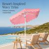 image:imageBest Choice Products 75ft Patio Market Umbrella with Wavy Trim UVFadeResistant 210g Canopy Crank amp Tilt Wind Vent HeavyDuty Frame  WhiteFlamingo Pink