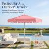 image:imageBest Choice Products 75ft Patio Market Umbrella with Wavy Trim UVFadeResistant 210g Canopy Crank amp Tilt Wind Vent HeavyDuty Frame  WhiteFlamingo Pink
