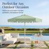 image:imageBest Choice Products 75ft Patio Market Umbrella with Wavy Trim UVFadeResistant 210g Canopy Crank amp Tilt Wind Vent HeavyDuty Frame  WhiteSage Green