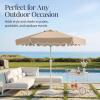 image:imageBest Choice Products 75ft Patio Market Umbrella with Wavy Trim UVFadeResistant 210g Canopy Crank amp Tilt Wind Vent HeavyDuty Frame  WhiteTan