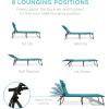 image:imageBest Choice Products Patio Chaise Lounge Chair Portable Outdoor Folding Recliner for Lawn w 8 Positions Handles 300lb Capacity  Light BlueWhitePeacock