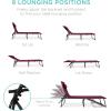 image:imageBest Choice Products Patio Chaise Lounge Chair Portable Outdoor Folding Recliner for Lawn w 8 Positions Handles 300lb Capacity  Light BlueWhiteWine Red