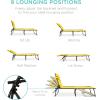 image:imageBest Choice Products Patio Chaise Lounge Chair Portable Outdoor Folding Recliner for Lawn w 8 Positions Handles 300lb Capacity  Light BlueWhiteYellow