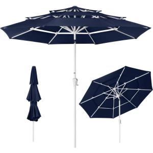image:imageBest Choice Products 10ft 3Tier Patio Umbrella White Pole Outdoor Market Umbrella Steel PoleNavy Blue