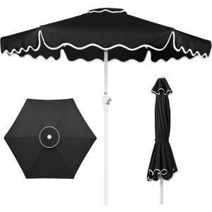 image:imageBest Choice Products 75ft Patio Market Umbrella with Wavy Trim UVFadeResistant 210g Canopy Crank amp Tilt Wind Vent HeavyDuty Frame  WhiteBlack