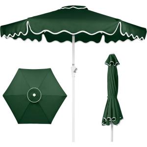 image:imageBest Choice Products 75ft Patio Market Umbrella with Wavy Trim UVFadeResistant 210g Canopy Crank amp Tilt Wind Vent HeavyDuty Frame  WhiteGreen