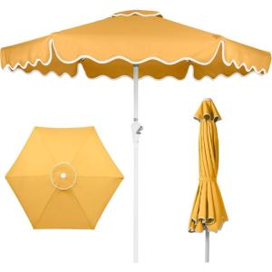 image:imageBest Choice Products 75ft Patio Market Umbrella with Wavy Trim UVFadeResistant 210g Canopy Crank amp Tilt Wind Vent HeavyDuty Frame  WhiteMarigold